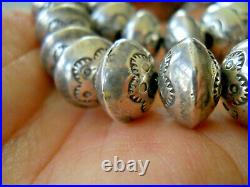 Native American Sterling Silver Navajo Pearls Stamped Foxtail Bead Necklace