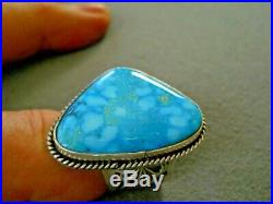 Native American Turquoise Mtn. Sterling Silver Stamped Ring SUNSHINE REEVES