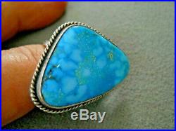 Native American Turquoise Mtn. Sterling Silver Stamped Ring SUNSHINE REEVES