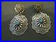 Native American Turquoise Repousse Stamped Sterling Silver Post Earrings G BLKGT