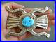 Native American Turquoise Sterling Silver Sand Cast Stamped Belt Buckle
