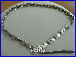 Native American Turquoise Sterling Silver Stamped Concho Belt Style Belt Hatband