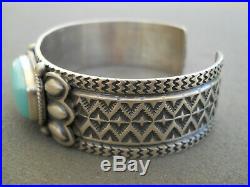 Native American Turquoise Sterling Silver Stamped Cuff Bracelet DONOVAN CADMAN