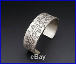 Navajo Ben Chavez Sterling Silver Hand Stamped Cuff Bracelet 7 BS2037