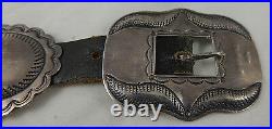 Navajo Guild Hand Stamped & Constructed Concha Belt early-mid-Century Sterling