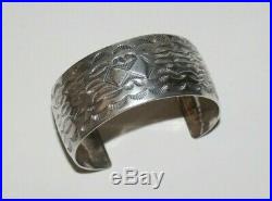 Navajo Heavy Stamped Wide STERLING SILVER CUFF 29g Bracelet 925