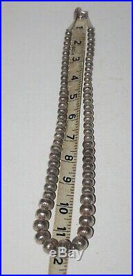 Navajo Long DESERT PEARL STERLING Silver 16 mm to 7mm Stamped FLOWER Beads 73g