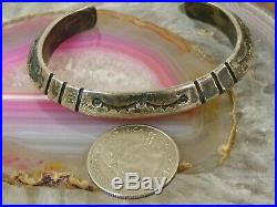 Navajo Pawn Sterling Silver Carinated CUFF BRACELET Stamped Sun Symbol 6 1/4