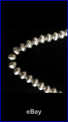 Navajo Pearls Sterling Silver 18 Bench Made Stamped Beads 9 1/2mm 56.1 Grams