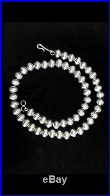 Navajo Pearls Sterling Silver 18 Bench Made Stamped Beads 9 1/2mm 56.1 Grams