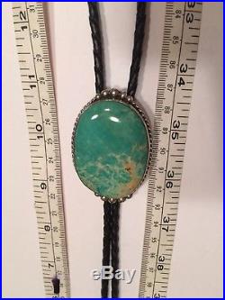 Navajo Royston Turquoise Sterling Silver Ray Fiero Bolo stamped R Sterling Nice