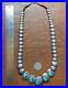 Navajo Sleeping Beauty Turquoise Sterling Silver Stamped Squash Blossom Necklace