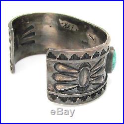Navajo TONI CURTIS Stamped Sterling Silver High Grade Turquoise Cuff Bracelet G