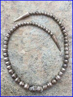 Navajo Vintage Stamped Sterling Silver Graduated Pearl Beads Necklace