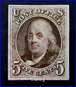 Nystamps US Stamp # 1 1847 5C Used $425 Franklin