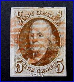 Nystamps US Stamp # 1 1847 5C Used $500 Franklin