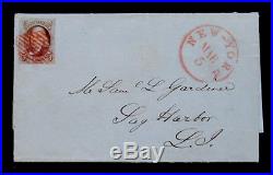 Nystamps US Stamp # 1 1847 5C Used $575 On Cover Red Cancel Franklin