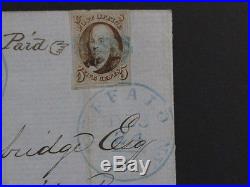 Nystamps US Stamp # 1 1847 5C Used $995 Blue Cancel On Cover Franklin