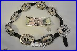 OLD Heavy 10ozt Navajo CONCHO BELT buckle Coin Silver Stamped Revival X Sterling