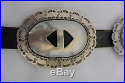 OLD Heavy 10ozt Navajo CONCHO BELT buckle Coin Silver Stamped Revival X Sterling