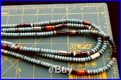 OLD TOMMY SINGER 30 Bead Necklace Stamped silver beads, 14K overlay separator