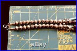 OLD TOMMY SINGER 30 Bead Necklace Stamped silver beads, 14K overlay separator