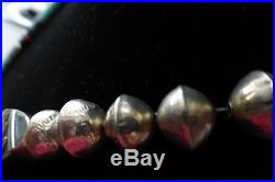 OLD TOMMY SINGER 31 Bead Necklace with Stamped silver beads, overlay separator