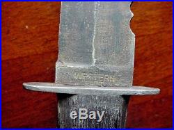 Old Military Type Fighting Knife Custom Stamped Western Vintage Survival Sawback