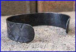 Old Navajo Native American Stamped Whirling Logs Arrow Sterling Silver Bracelet