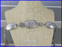 Old Pawn Fred Harvey Era Sterling Concho Navajo Necklace Bench Stamped 90 g