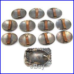 Old Pawn Navajo Handmade Hand Stamped Sterling Silver 12 Concho Set G AI