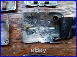 Old Pawn Navajo Repousse Stamped Concho Sterling Silver Belt Buckle
