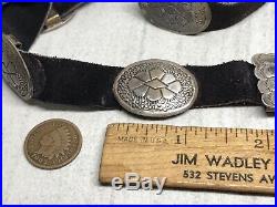 Old Pawn Navajo Stamped Sterling Silver Handmade 14 Conchos Ladies Leather Belt