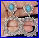 Old Pawn Navajo Sterling Silver Hand Stamped Turquoise Dangle Large Earrings