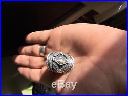 Old Pawn Navajo ring size 10. 925 Silver signed & stamped. Unique rare DEAL LOOK