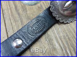 Old Vintage NAVAJO Hand Stamped Sterling Silver BLUE GEM TURQUOISE Concho Belt