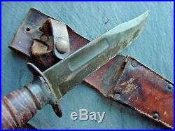 Old WW2 FIGHTING KNIFE KA-BAR & USN STAMPED VINTAGE MARK 2 MK2 Navy Military