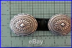 Old and Heavy 15+ozt Navajo CONCHO BELT buckle Sterling Silver withDeep Stamping