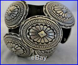 Old and Heavy 15+ozt Navajo CONCHO BELT buckle Sterling Silver withDeep Stamping