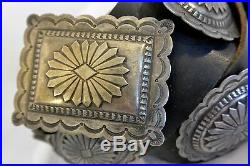 Old and Heavy 22+ozt Navajo CONCHO BELT buckle Sterling Silver withDeep Stamping