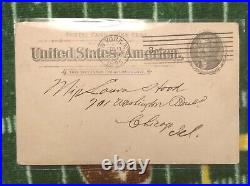 One Cent Post Card 1895 United States America Pioneer Era Stamped 128-YRS-OLD
