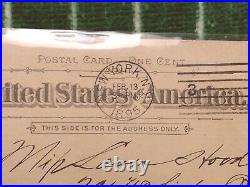 One Cent Post Card 1895 United States America Pioneer Era Stamped 128-YRS-OLD