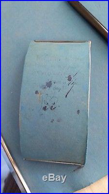 Original Cobalt Blue Art Deco Desk Set, Pad, Ink Blotter, Pen, Stamp Box, Letter Hold