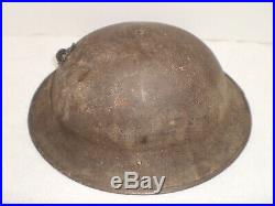 Original U. S. WW1 M1917 helmet, stamped ZD199 with Orig. USMC badge