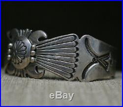 Patrick Taylor Native American Navajo Stamped Sterling Silver Cuff Bracelet