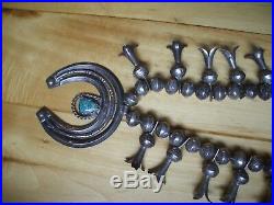 Pawn Navajo Squash Blossom 113g Silver Turquoise Naja Stamped Bench Beads Flute