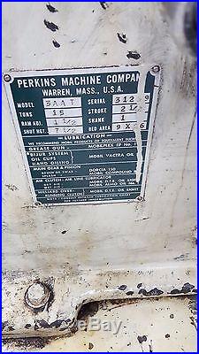 Perkins Transfer Stamping Punch Press machine 15 Ton AC/AB Pristine