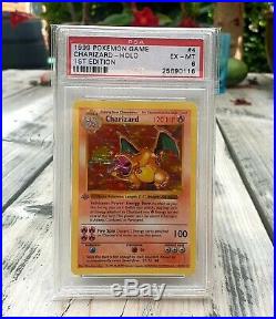 Pokemon Charizard 1st Edition Base Set Shadowless PSA 6 Excellent Thick Stamp