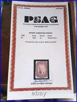 Pre-Civil War Stamp of 1859, Jefferson #29. PSAG Certificate, Used. CV$495.00