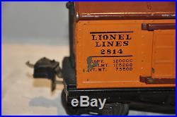 Prewar Lionel 2814 Boxcar Type II Flat Orange Heat-Stamped 1940
